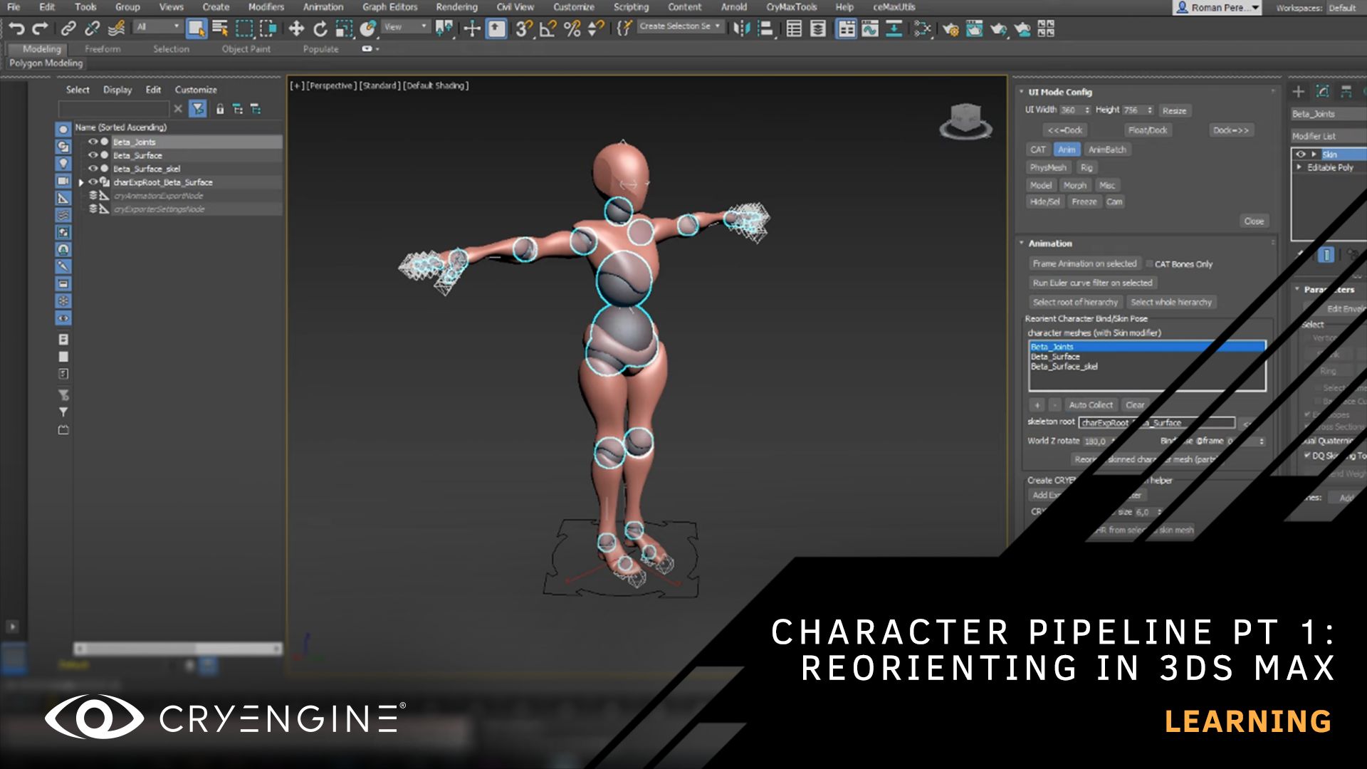 Reorienting animations in 3DS Max - character pipeline