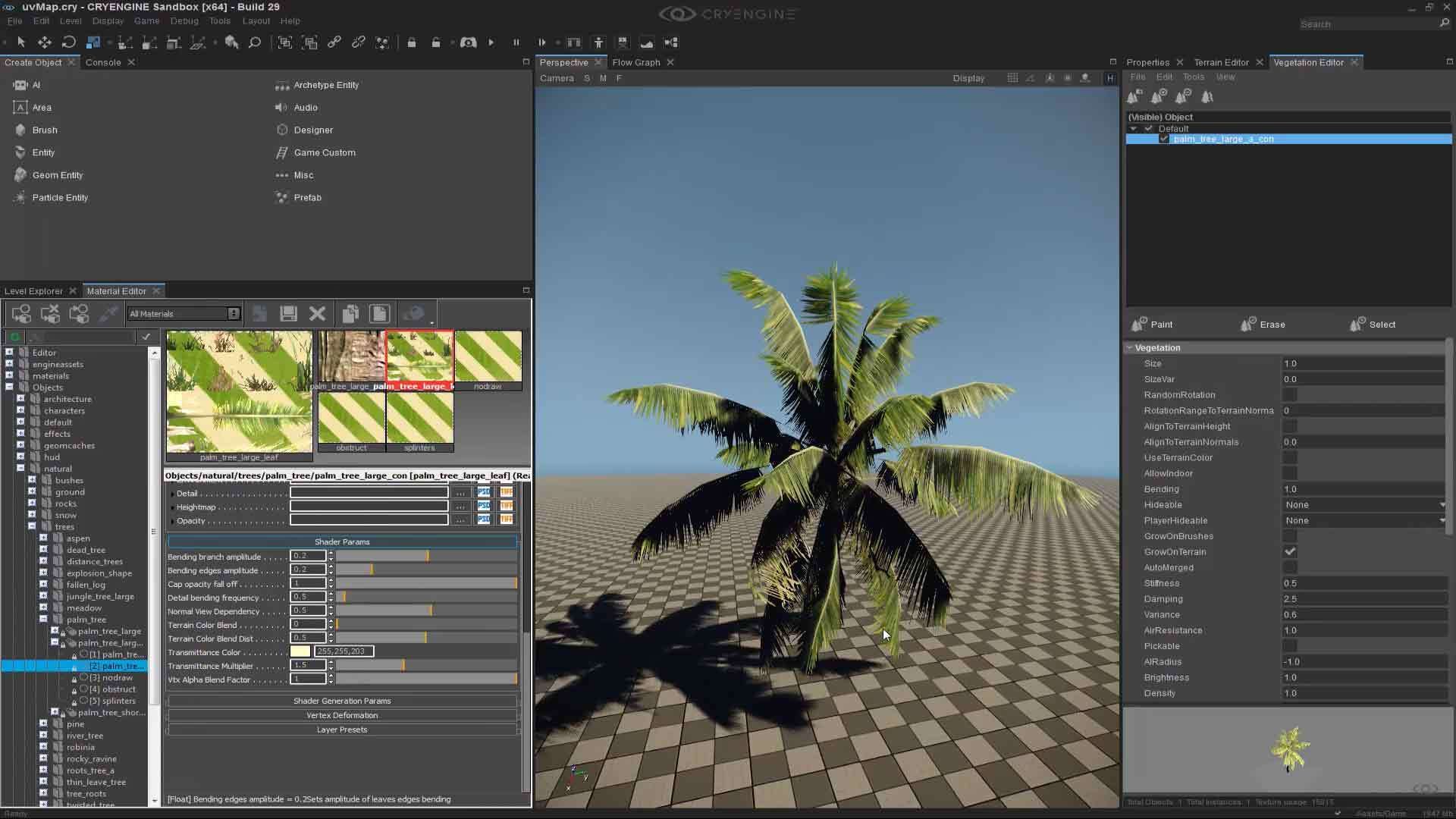 Controlling vegetation blending parameters in Material Editor