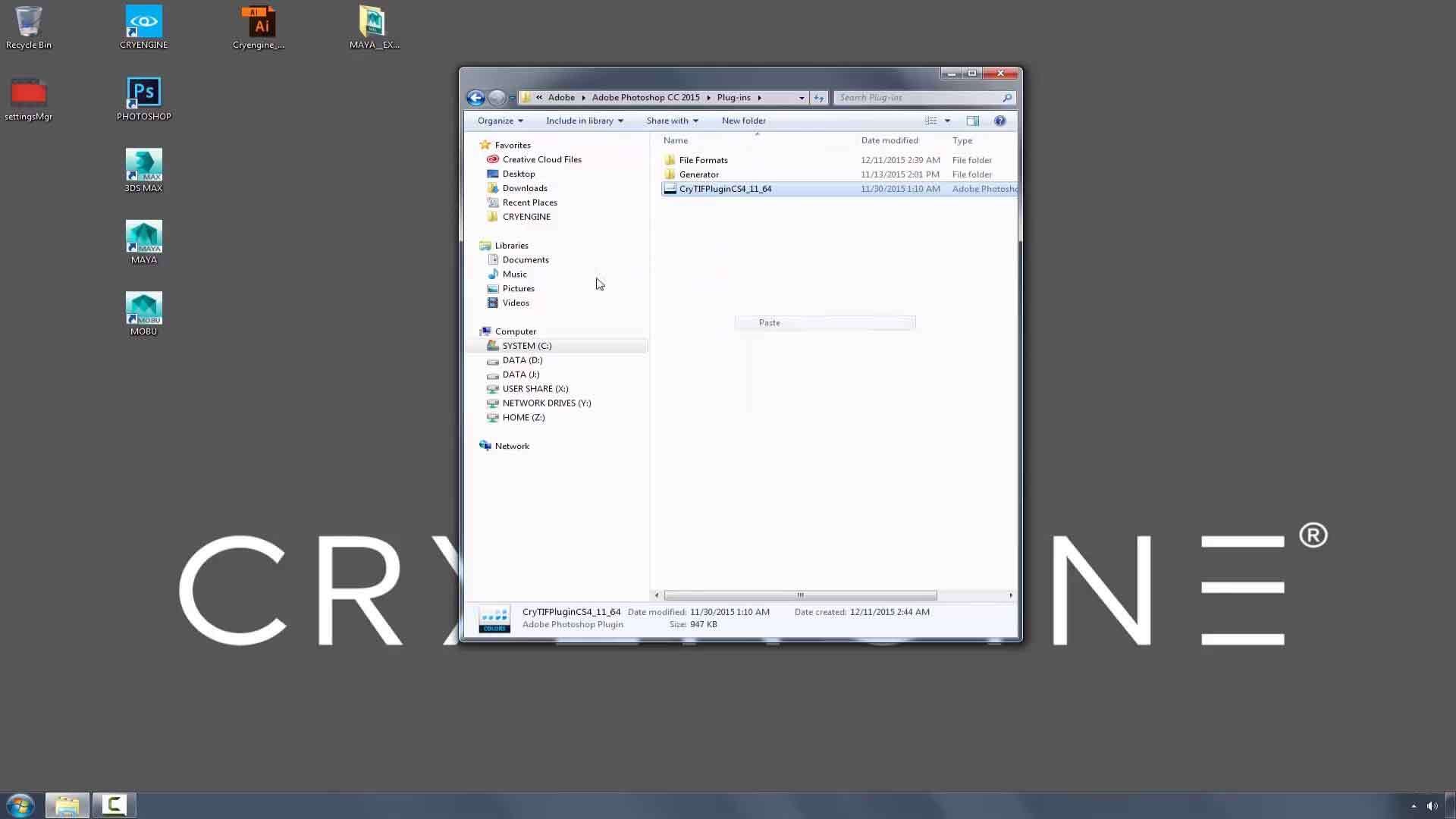 Installing the CryTiff plug-in for Photoshop