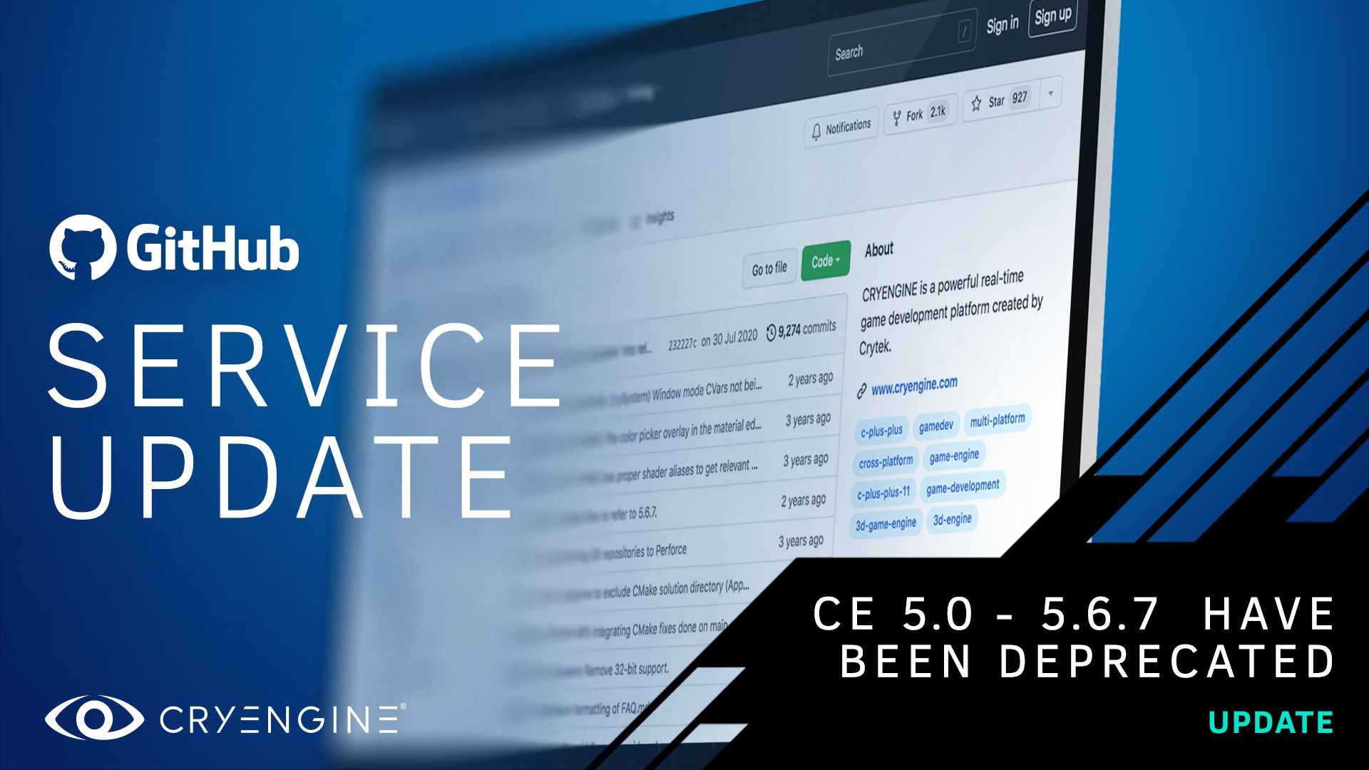 CRYENGINE Legacy Versions Deprecated