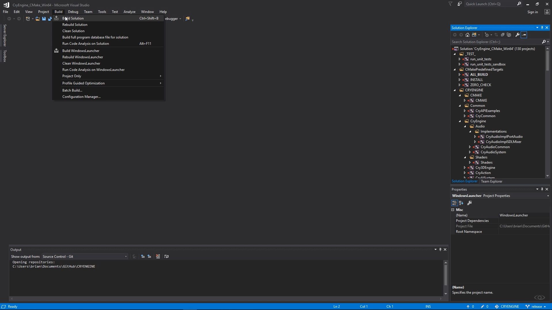 Building CRYENGINE From GitHub